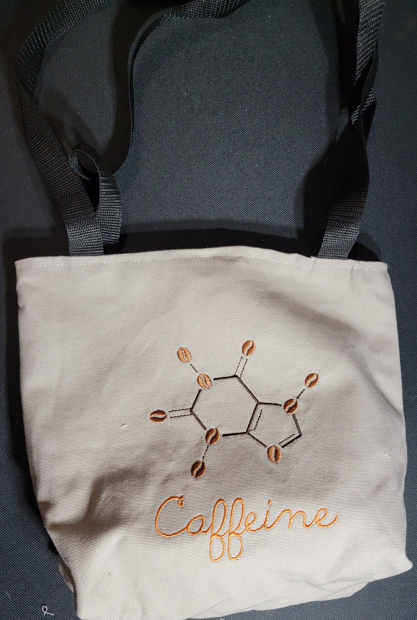 Caffeine Coffee Embroidered  Reversible Tote Bag