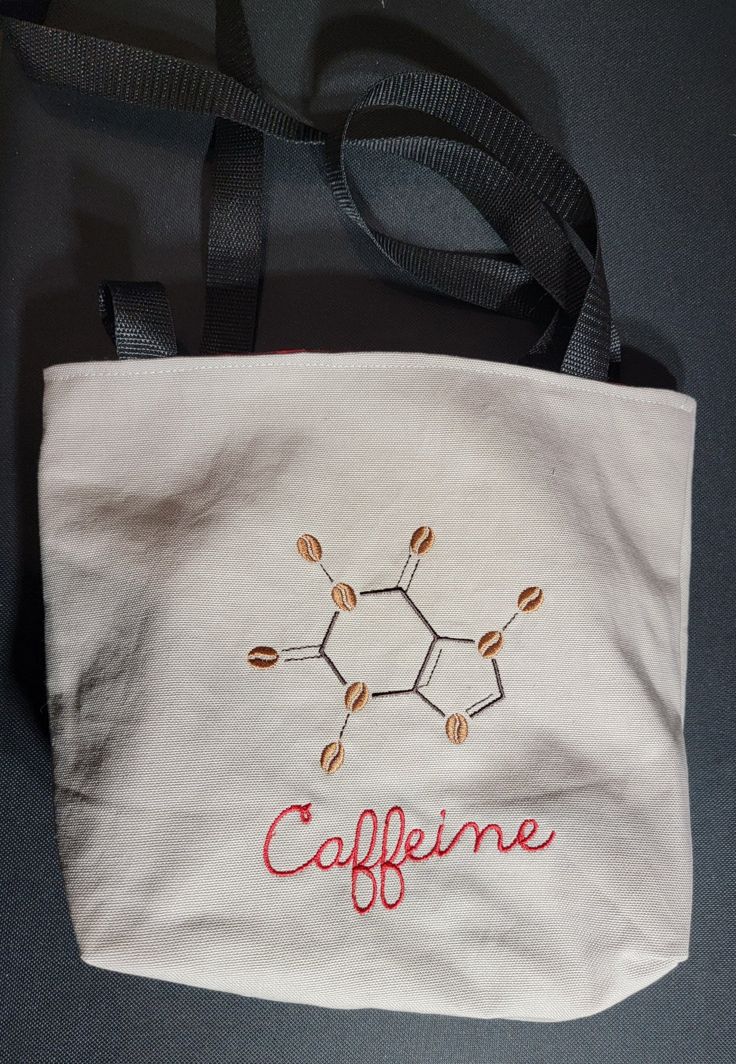 Caffeine Coffee Embroidered  Reversible Tote Bag