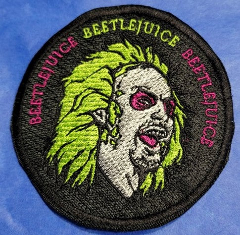 Beetlejuice inspired embroidery patch