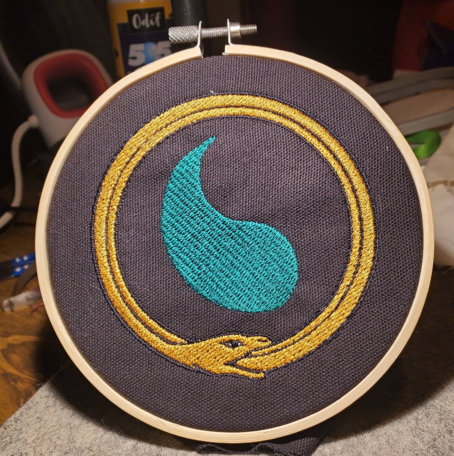 Aes Sedai Flame of Tar Valon Great Serpent Embroidery Hoop Wheel Deocoration. Wheel of Time inspired Multiple Options are available!