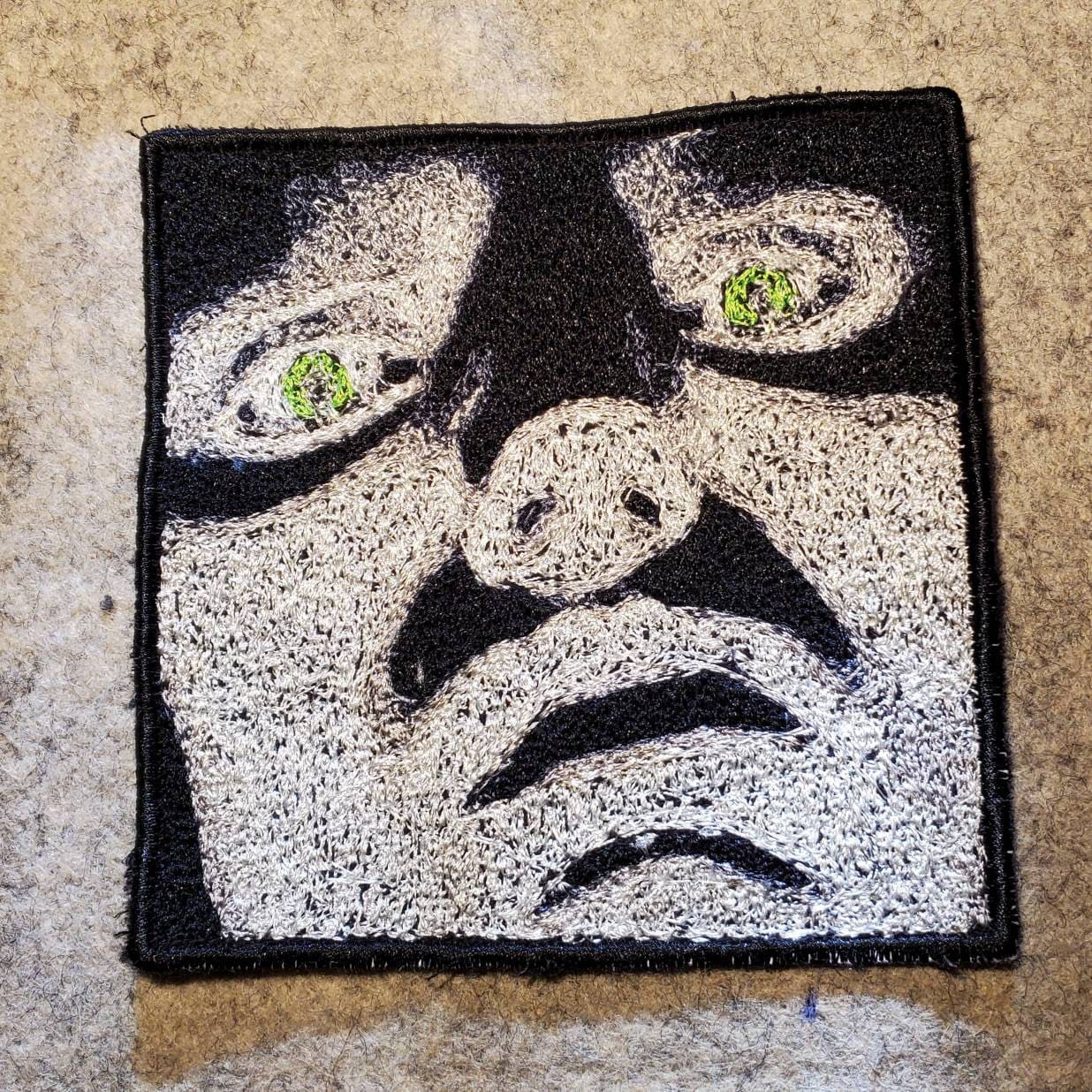 Type O Negative inspired embroidery patch Pete with green eyes