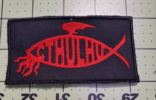 Cthuhlu Darwin Jesus Fish Embroidery Patch