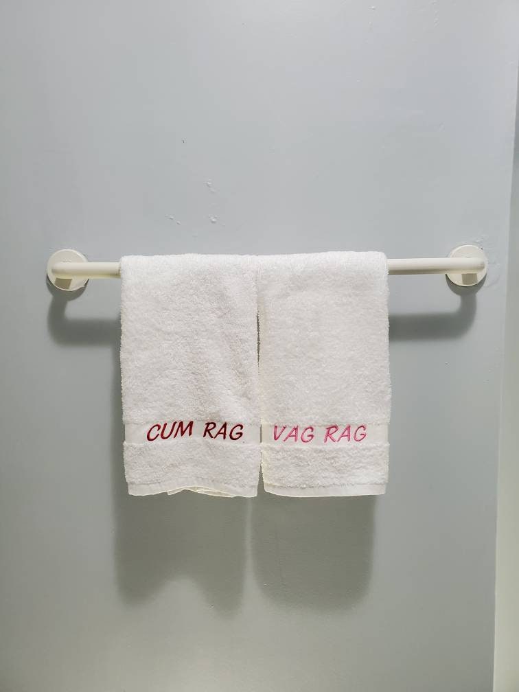 His or Her's or Their's Embroidered After Sex Novelty Hand Towels