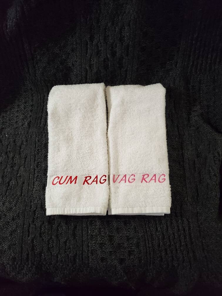 His or Her's or Their's Embroidered After Sex Novelty Hand Towels