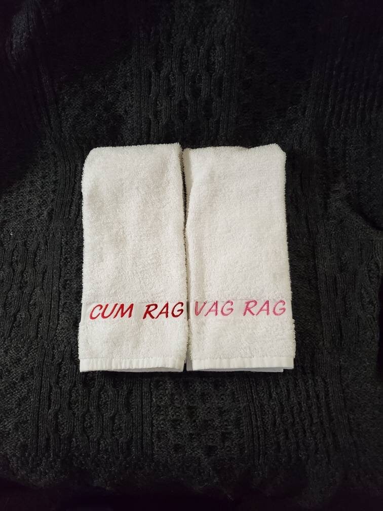 2 pack of His or Her's or Their's Embroidered After Sex Novelty Hand Towels