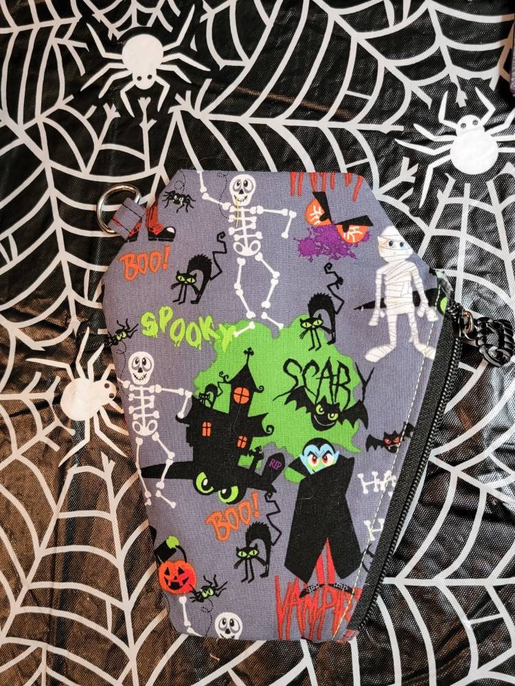 Spooky Creatures Coffin Zipper Pouch Wristlet