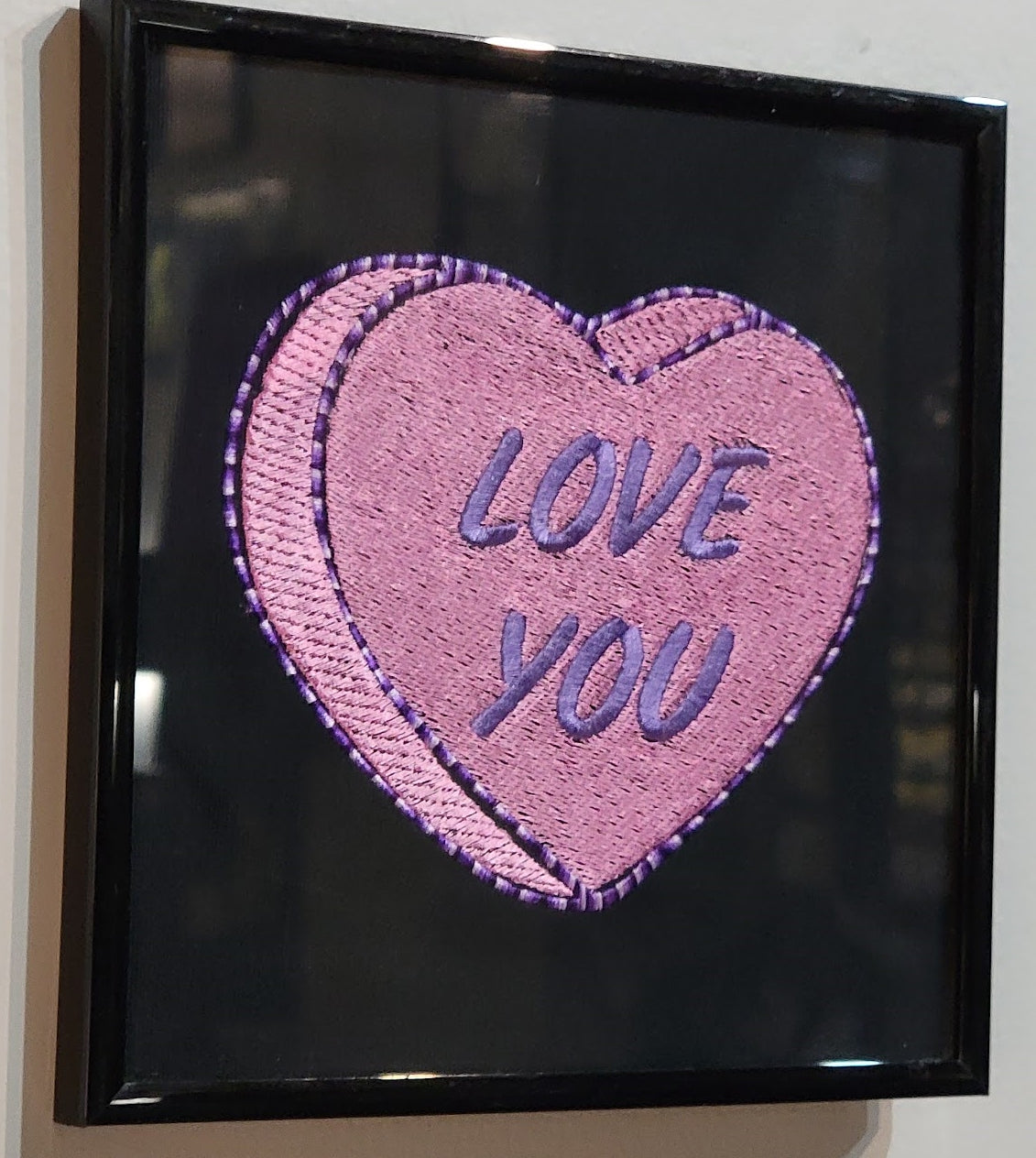 Candy Heart 8x8 Framed Embroidery Deciration